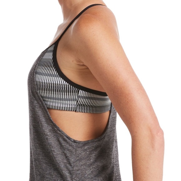 Women’s Nike Texture Stripe Layered Swim Tankini Top Size M - Picture 2 of 7